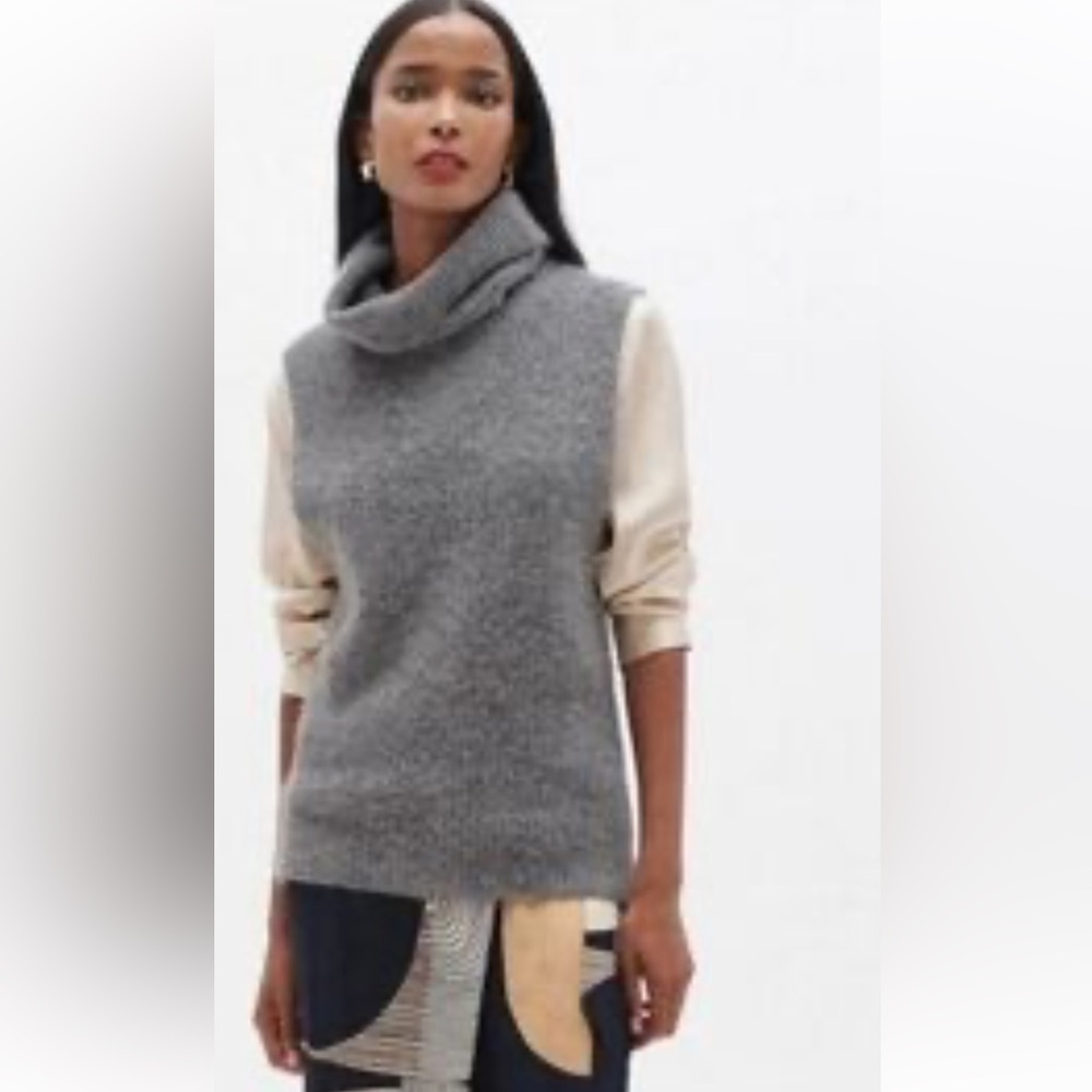 Community Wool and Yak Taupe Cowl Sweater Vest
